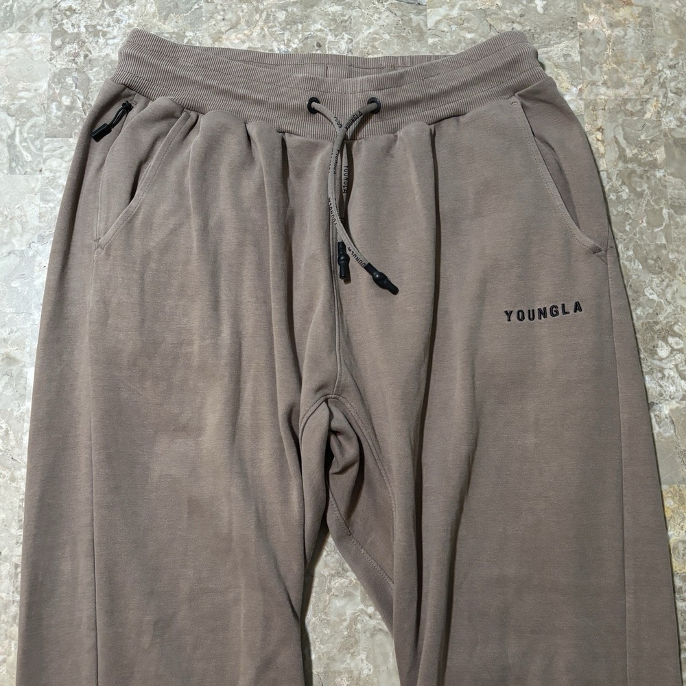 YoungLA Sweatpants Mens XL Brown Cotton Blend Joggers 31" Gym Lifting